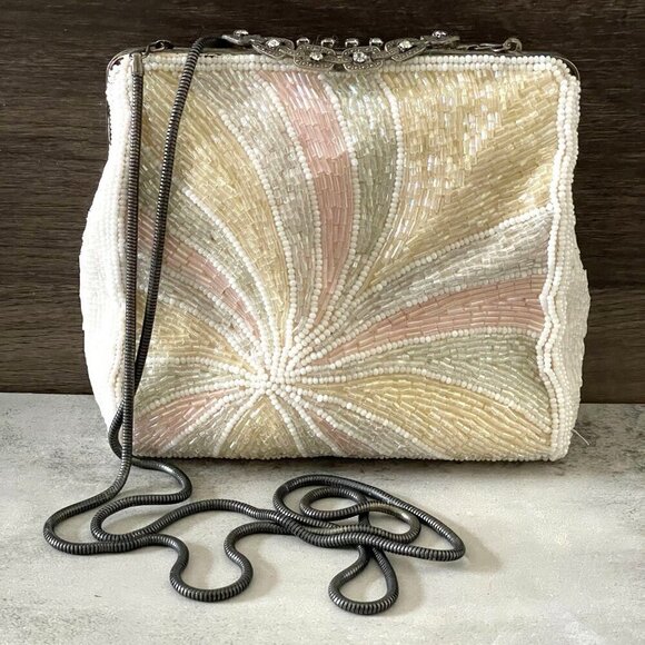 Walborg Handbags - Walborg Vintage Multi-Color Starburst Beaded Evening Bag Fancy Clasp with Strap